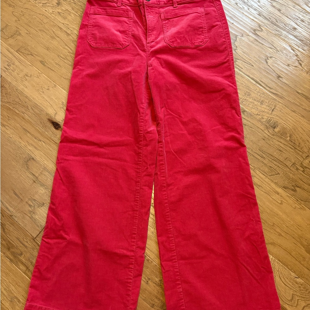 LOFT Pink Palmer Wide-Leg Corduroy Trousers